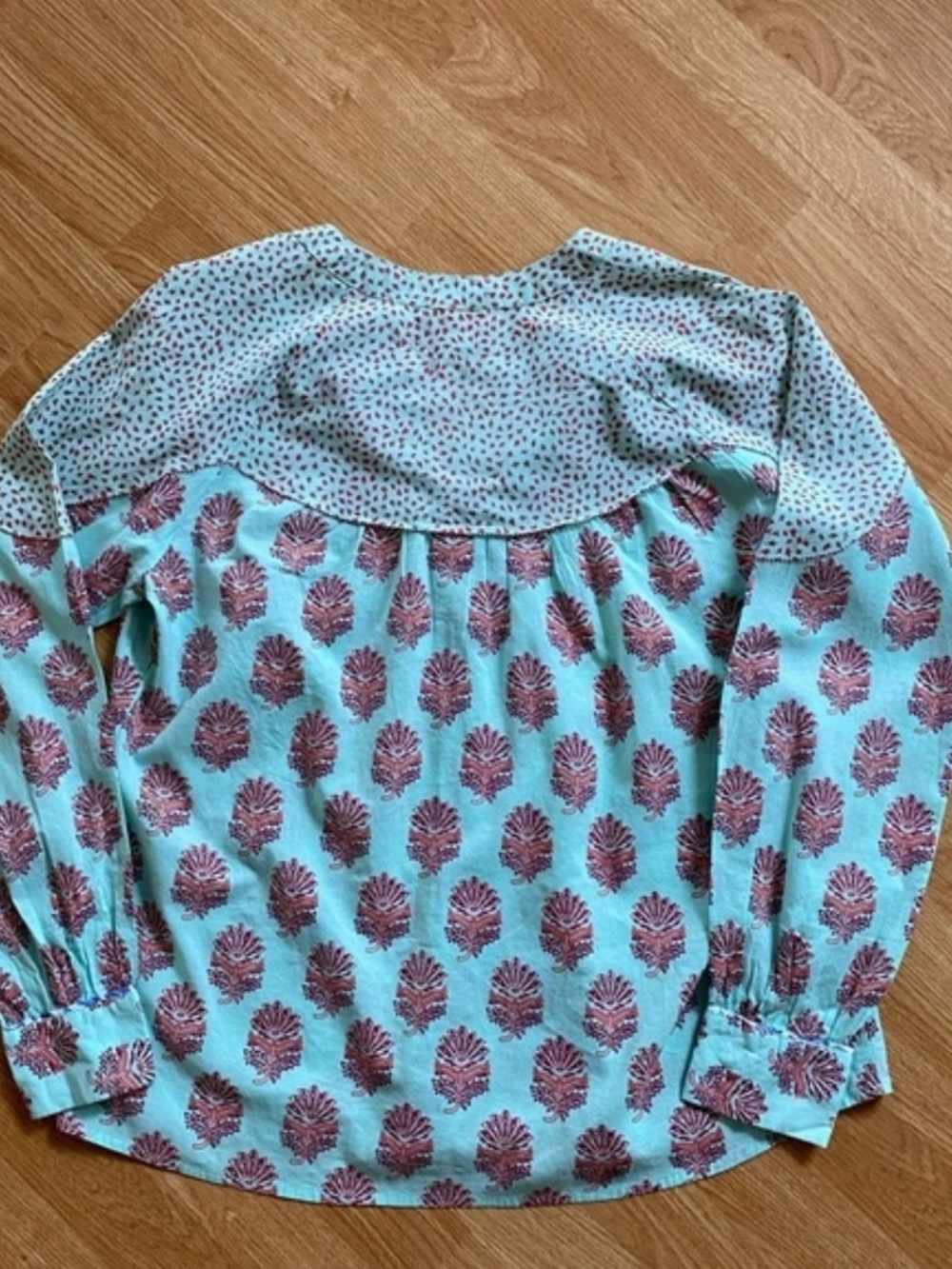 Sundance Rosalie Light Aqua Printed Button-Front Shirt - Picture 4 of 12